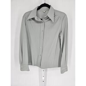 Alex Colman Gray Vintage Long Sleeve Knitted Button-Up Dress Shirt Size M